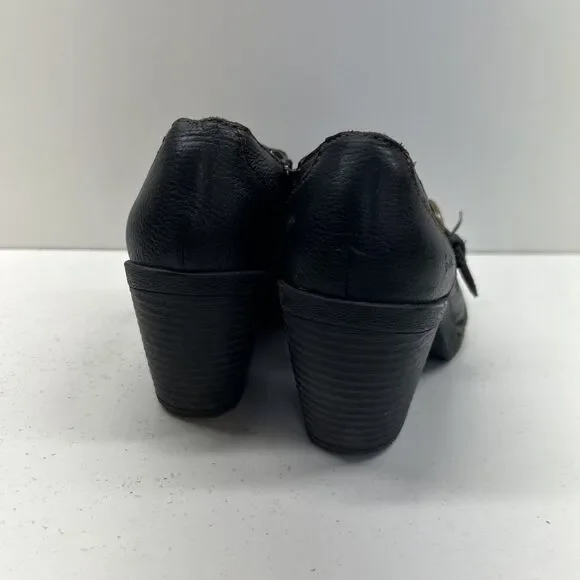 BOC Born Concept Womens 7.5 Women Black Leather Ankle Bootie Shoe Block Heel Zip - Picture 6 of 9